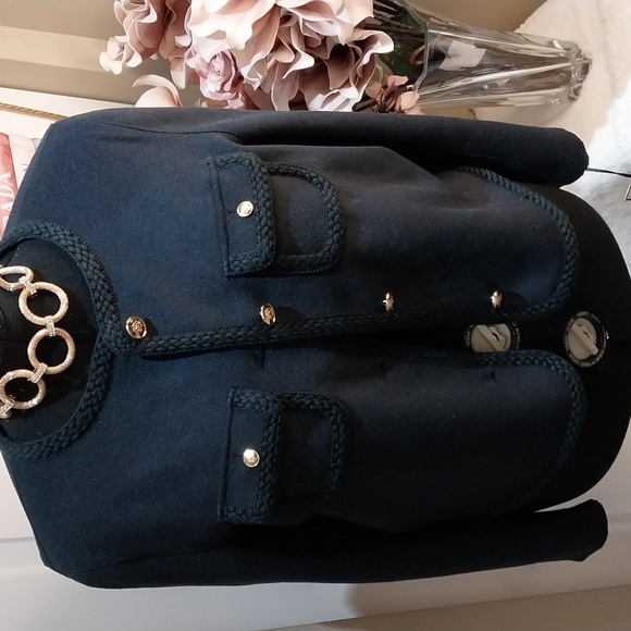 NWT XL BAGATELLE Chic Navy Women's Blazer with Gold Accents - Picture 16 of 17